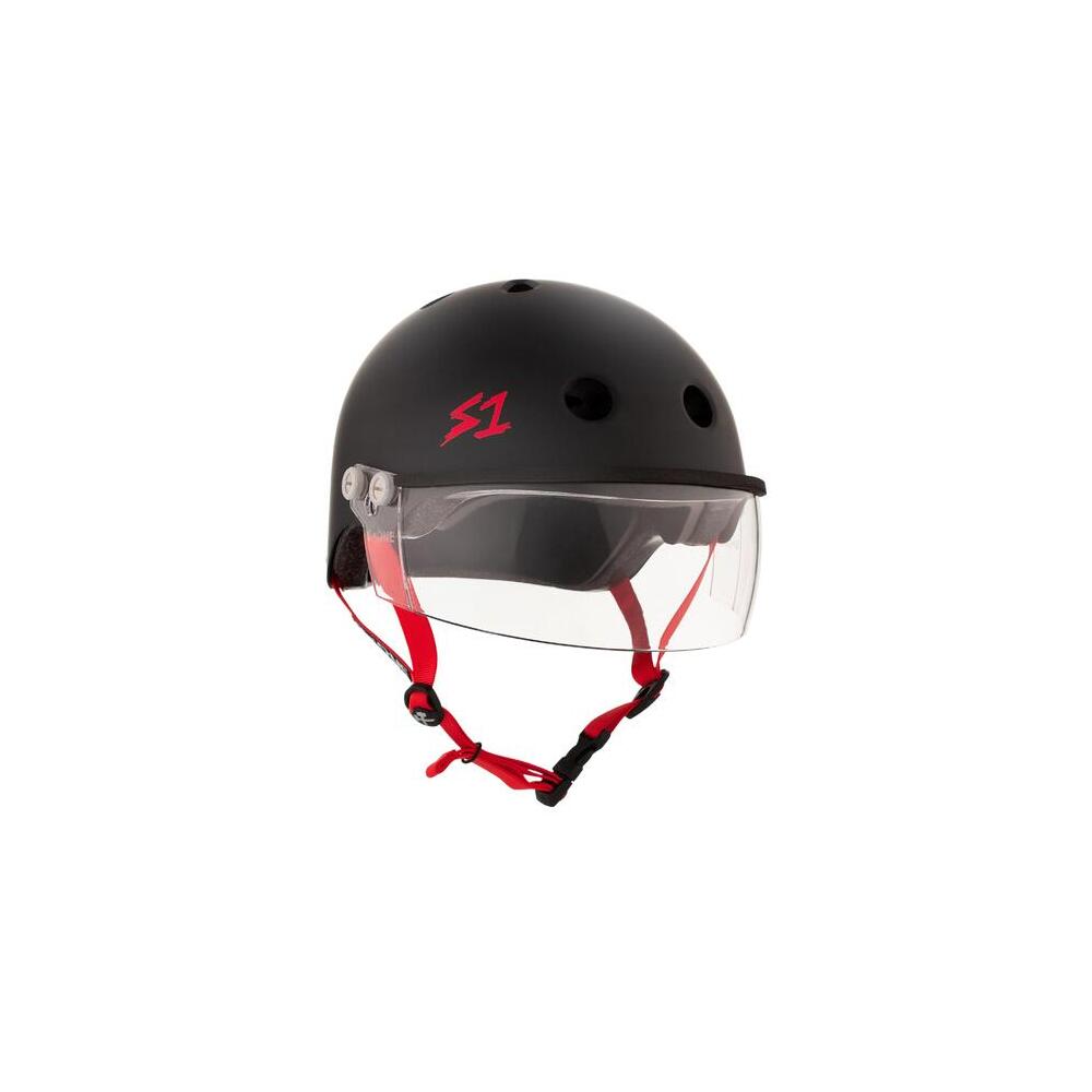 S-One Helmet Lifer Visor (L) Black Matte/Red Straps