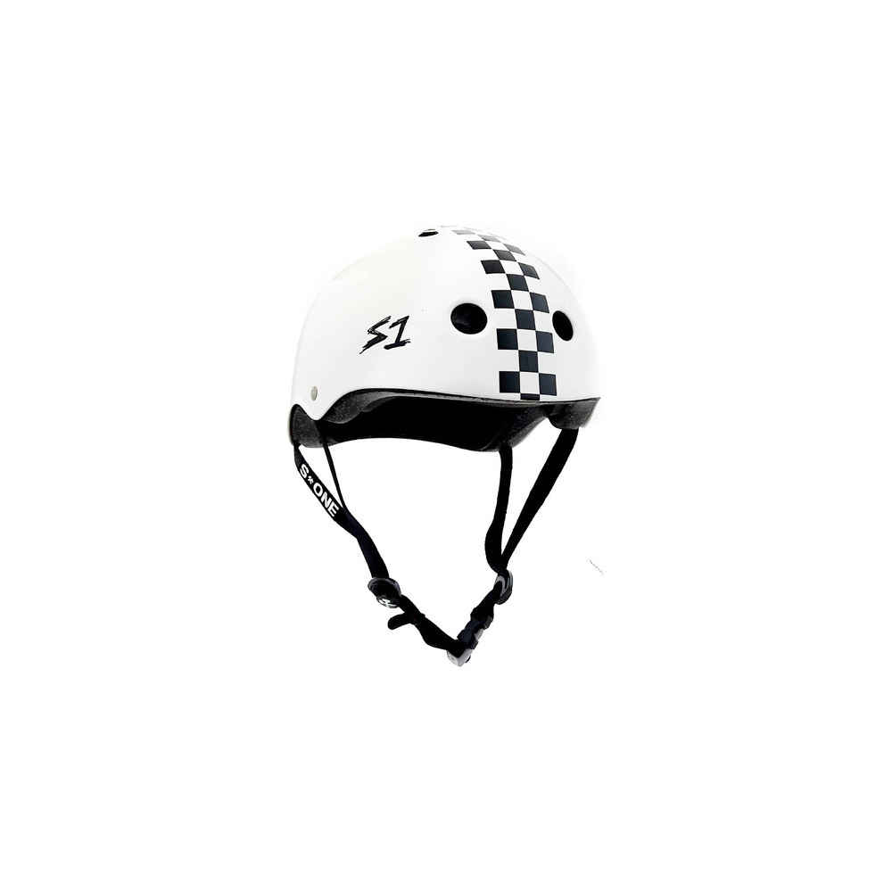 S-One Helmet Mega Lifer (XS) White Gloss/Black Checkers