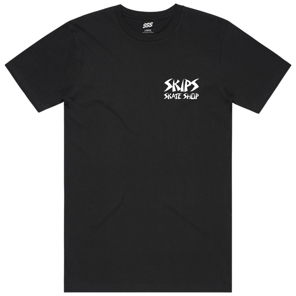 Skips Skateboard Shop Tee (S) Suicidals Black