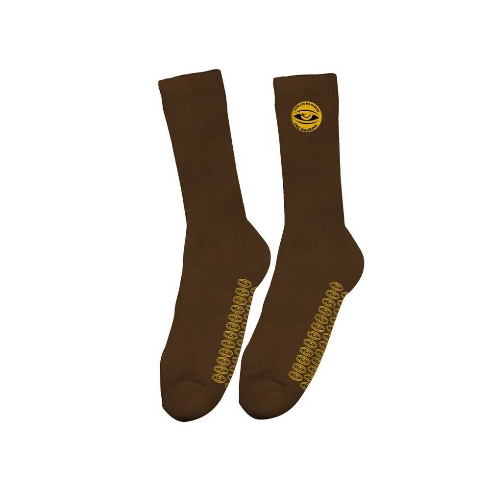 Toy Machine Socks Always Watching Grip Brown
