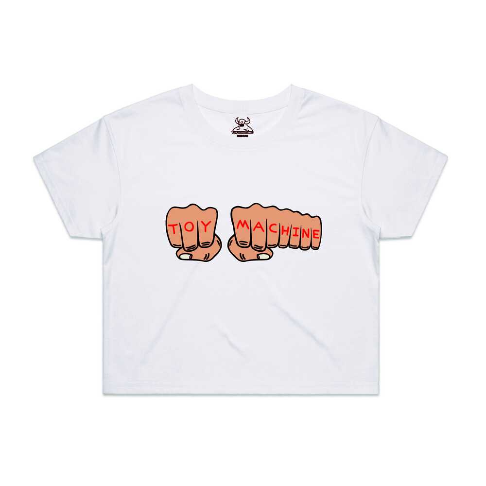 Toy Machine Women's Crop Tee Fists (XS) White