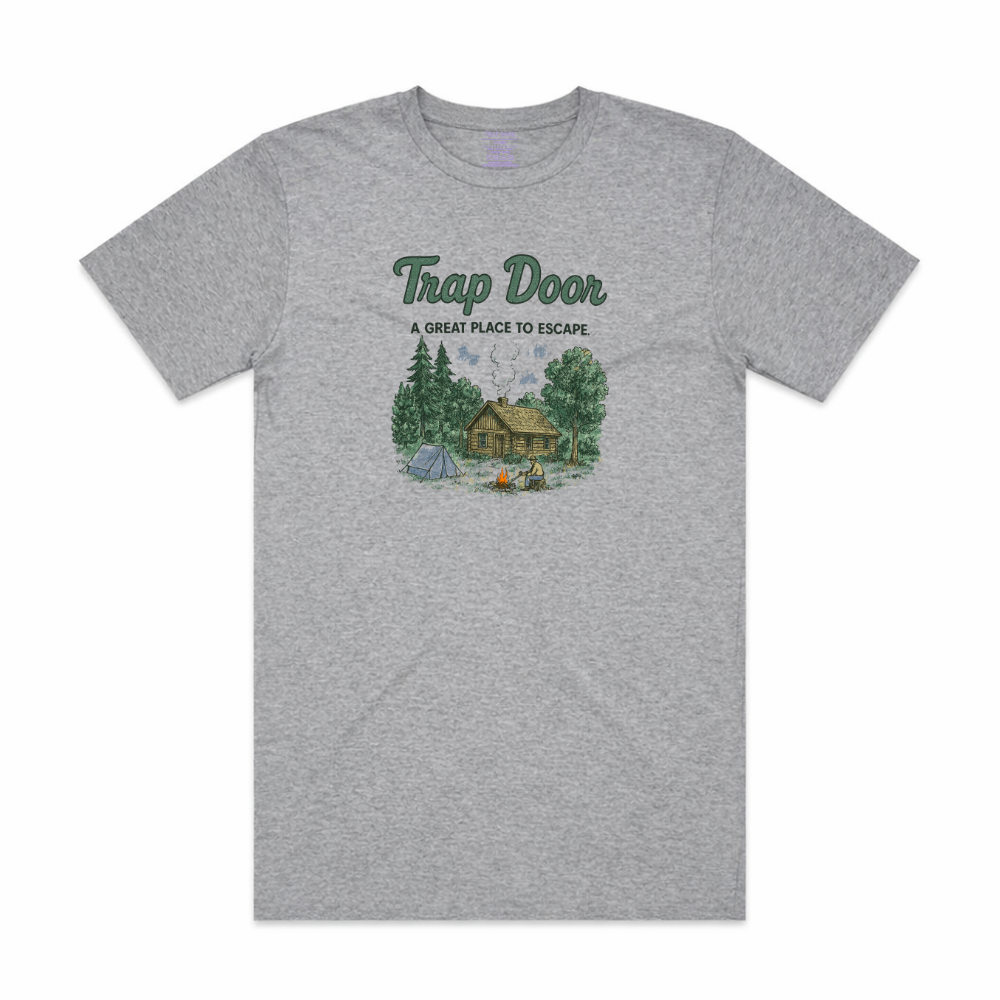 Trap Door Tee (S) Camping Grey Marle