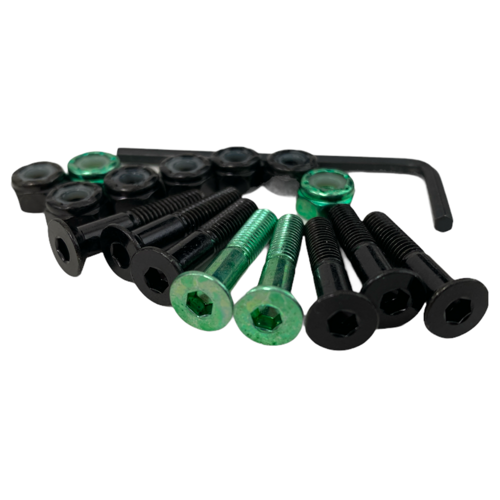Trinity Bolts 1 inch Black with 2 x Green Allen Anodized