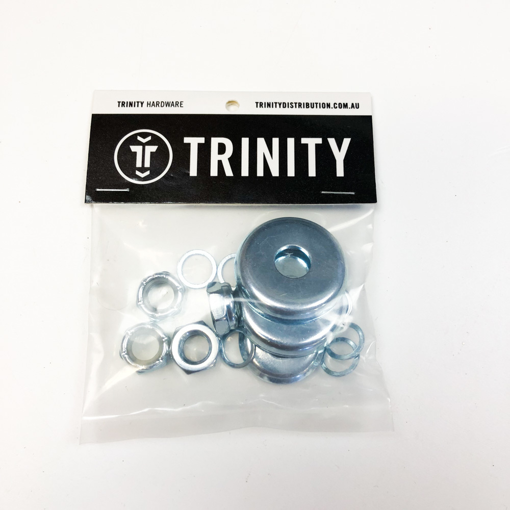 Trinity Axle Bushing Pack 4 x Nuts, 8 x Axle Washers and 4 x Bushing Washers
